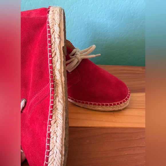 Red Suede Lace-Up Espadrille Boots Women’s Size 38 (7.5-8) Handmade Spain Style - Picture 8 of 8